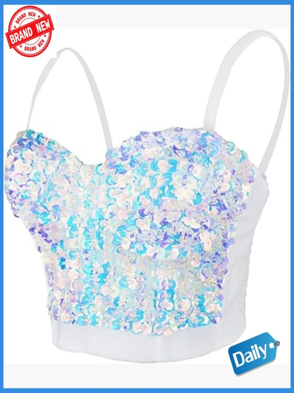 Sequin Bustier Crop Top Push up Corset Top Sweetheart Neckline Sleeveless Back